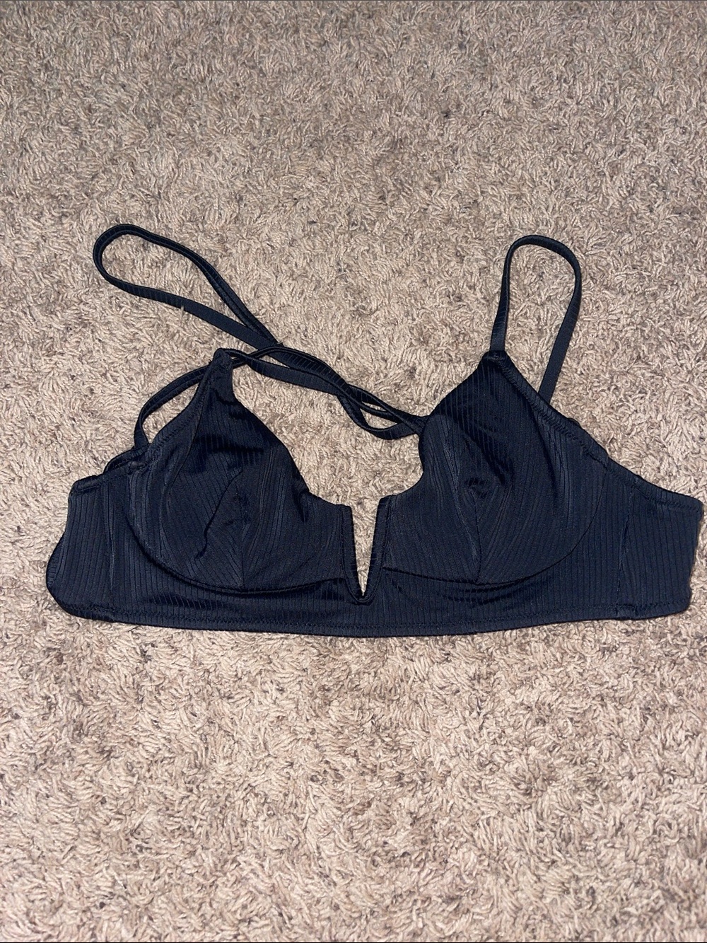 Black Ribbed Bikini Top